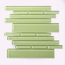 Piano Glass Tempo 10-1/2 in. x 9-1/2 in. x 7.93 mm Green Glass Mesh-Mounted Mosaic Wall Tile (6.9 sq. ft. / case)