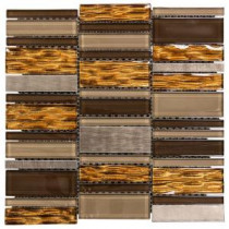 Bronze Stack 11.75 in. x 12 in. x 8 mm Glass Mosaic Wall Tile