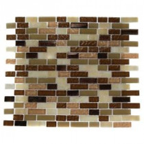 Southern Comfort Brick Pattern 12 in. x 12 in. x 8 mm Marble and Glass Mosaic Floor and Wall Tile