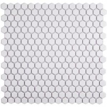 Bliss Hexagon White Matte Ceramic Mosaic Floor and Wall Tile - 3 in. x 6 in. Tile Sample