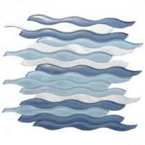 Flow Wave Polished Glass and Marble Mosaic Wall Tile - 3 in. x 6 in. Tile Sample