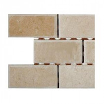 Crema Marfil 2 in. x 4 in. Chamfered Marble Mosaic Tile Sample