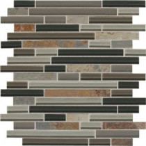 Slate Radiance Flint 11-3/4 in. x 12-1/2 in. x 8 mm Glass and Stone Random Mosaic Blend Wall Tile