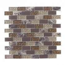 Emperador Brick 12 in. x 12 in. x 8 mm Glass Marble Mosaic Wall Tile