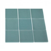 Contempo Turquoise Frosted Glass Mosaic Floor and Wall Tile - 3 in. x 6 in. x 8 mm Tile Sample