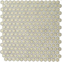 Bliss Edged Hexagon Khaki 12 in. x 12 in. x 10 mm Polished Ceramic Mosaic Tile