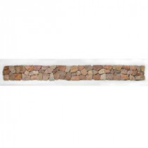 Indonesian Sumatra Red 4 in. x 39 in. x 6.35 mm Pebble Border Mesh-Mounted Mosaic Tile (9.74 sq. ft. / case)