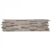 Chorus Crema Marfil 6 in. x 24 in. x 8 mm Polished and Frosted Marble and Glass Mosaic Tile