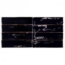 Catalina Black Ceramic Mosaic Floor and Wall Tile - 3 in. x 6 in. Tile Sample