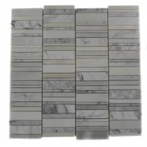 Piano-Keys Pattern Vintage Mayflower White 12 in. x 12 in. x 8 mm Marble Mosaic Floor and Wall Tile