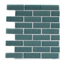 Contempo Turquoise Brick Pattern Glass Mosaic Floor and Wall Tile - 3 in. x 6 in. x 8 mm Tile Sample