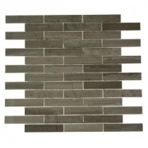 Big Brick Wooden Beige 12 in. x 12 in. x 8 mm Mosaic Marble Floor and Wall Tile