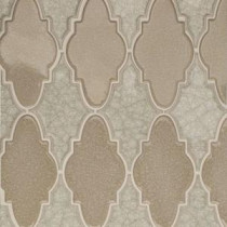 Roman Selection Iced Light Cream Arabesque Glass Mosaic Tile - 3 in. x 6 in. Tile Sample