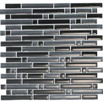 Brushstrokes Nero-1501-S Strips Mosaic Glass 12 in. x 12 in. Mesh Mounted Tile (5 sq. ft. / case)