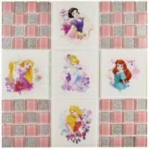 Princesses Pink 11-3/4 in. x 11-3/4 in. x 5 mm Glass Mosaic Tile