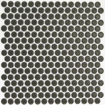 Bliss Edged Penny Round Polished Dark Gray Ceramic Mosaic Floor and Wall Tile - 3 in. x 6 in. Tile Sample