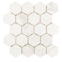 Statuario Hex White 12 in. x 12 in. x 8 mm Marble Wall Tile