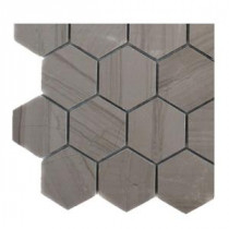 Athens Grey Hexagon Polished Marble Floor and Wall Tile - 3 in. x 6 in. x 8 mm Tile Sample