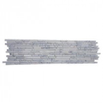 Chorus White Carrera 6 in. x 24 in. x 8 mm Polished and Frosted Marble and Glass Mosaic Tile