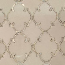 Steppe Casablanca White Thassos and Shell 12 in. x 14 in. x 8 mm Marble and Pearl Glass Waterjet Mosaic Tile