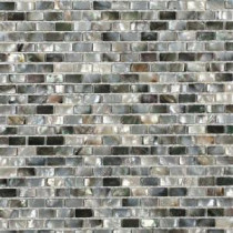Mother of Pearl Deep Ocean Gray 12 in. x 12 in. x 2 mm Mini Brick Pearl Shell Glass Wall Mosaic Tile