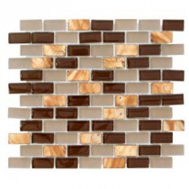 Bronze Shell Brick 10.5 in. x 12.5 in. x 8 mm Glass Mosaic Wall Tile