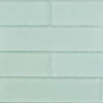 Ocean Aqua Beached 9 Loose Pieces 2 in. x 8 in. x 8 mm Frosted Glass Subway Tile