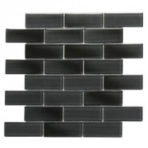 Mardi Gras Claiborne 12 in. x 12 in. x 6.35 mm Black Glass Mesh-Mounted Mosaic Wall Tile (10 sq. ft. / case)