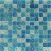 Aqua Blue Sky Mesh-Mounted Squares 11-3/4 in. x 12 in. x 5 mm Glass Mosaic Tile