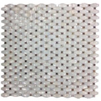 Mother of Pearl Carved White with Black Dot Pearl Shell Mosaic Floor and Wall Tile - 3 in. x 6 in. Tile Sample