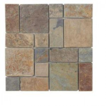 Rust Block Medley 12 in. x 12 in. x 8 mm Slate Mosaic Wall Tile
