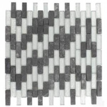 Tectonic Brick Black Slate and Silver 12 in. x 12 in. x 8 mm Glass Mosaic Floor and Wall Tile