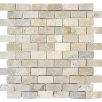 Chiaro Brick 12 in. x 12 in. x 10 mm Tumbled Travertine Mesh-Mounted Mosaic Tile