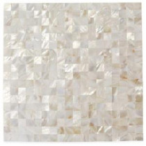 Mother Of Pearl Serene White Squares 12 in. x 12 in. x 2 mm Seamless Pearl Shell Glass Wall Mosaic Tile