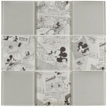 Mickey Vintage 11-3/4 in. x 11-3/4 in. x 5 mm Glass Mosaic Tile