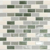 Coastal Keystones Caribbean Palm Brick Joint 12 in. x 12 in. x 6 mm Glass Mosaic Floor and Wall Tile