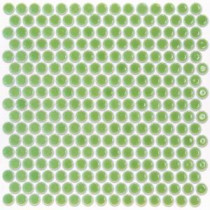 Bliss Edged Penny Round Polished Wheat Grass Ceramic Mosaic Floor and Wall Tile - 3 in. x 6 in. Tile Sample