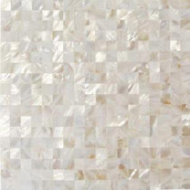 Mother of Pearl White Square Pearl Shell Mosaic Floor and Wall Tile - 3 in. x 6 in. Tile Sample