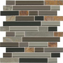 Slate Radiance Flint 11-3/4 in. x 12-1/2 in. x 8 mm Glass and Stone Random Mosaic Blend Wall Tile