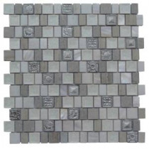 Charm II Silver Glass and Stone Floor and Wall Tile - 3 in. x 6 in. Tile Sample