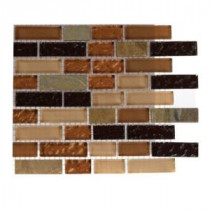 Golden Trail Blend Bricks 1/2 in. x 2 in. Marble and Glass Mosaics Bricks - 6 in. x 6 in. Tile Sample