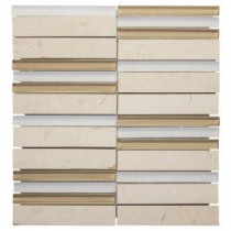 Stacked Honey 12.75 in. x 11.75 in. x 8 mm Glass and Beige Marble Mosaic Wall Tile