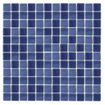 Spongez S-Dark Blue-1411 Mosiac Recycled Glass Mesh Mounted Floor and Wall Tile - 3 in. x 3 in. Tile Sample