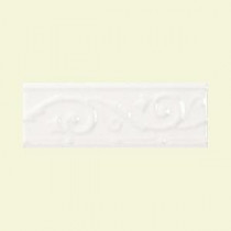 Fashion Accents Arctic White 3 in. x 8 in. Ceramic Ivy Listello Wall Tile