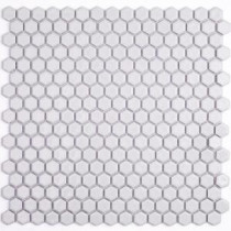 Bliss Hexagon Polished White Ceramic Mosaic Floor and Wall Tile - 3 in. x 6 in. Tile Sample