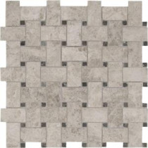 Tundra Gray Basketweave 12 in. x 12 in. x 10 mm Polished Marble Mosaic Tile (10 sq. ft. / case)