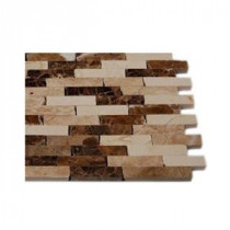 Coffee Latte 1/2 in. x 2 in. Cracked Joint Classic Brick Layout Marble Mosaics - 6 in. x 6 in. Tile Sample