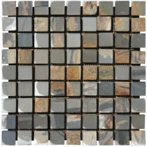 Peacock 12 in. x 12 in. x 10 mm Tumbled Slate Mesh-Mounted Mosaic Tile (10 sq. ft. / case)