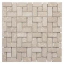 12 in. x 12 in. Basketry Marble Mosaic Wall Tile