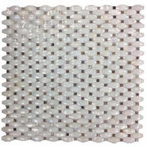 Mother of Pearl Carved White With Black Dot 12 in. x 12 in. x 2 mm Pearl Shell Glass Wall Mosaic Tile